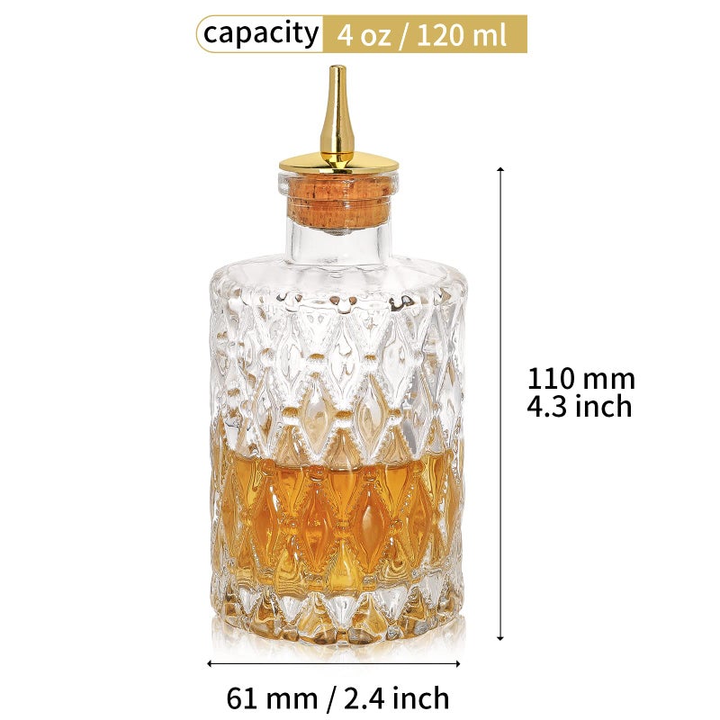 SuproBarware Bitter Bottle - 4oz/120ml Jewel Grain Bitter Bottle For Cocktail, 4oz/120ml, Metal Dash Top, Great for Bartender, Home Bar - Image 2